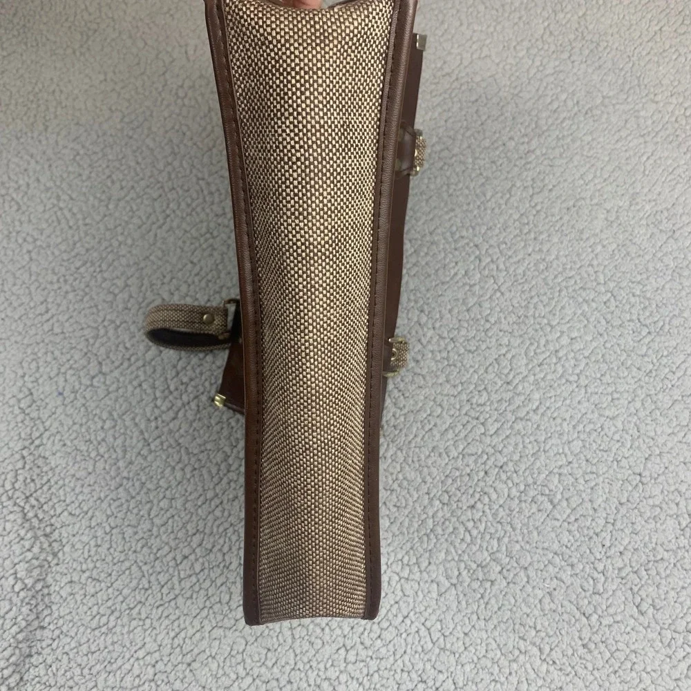 Vintage‎ 70s Tweed Satchel Tote Bag Handbag Striped Business 12x13 Retro Purse